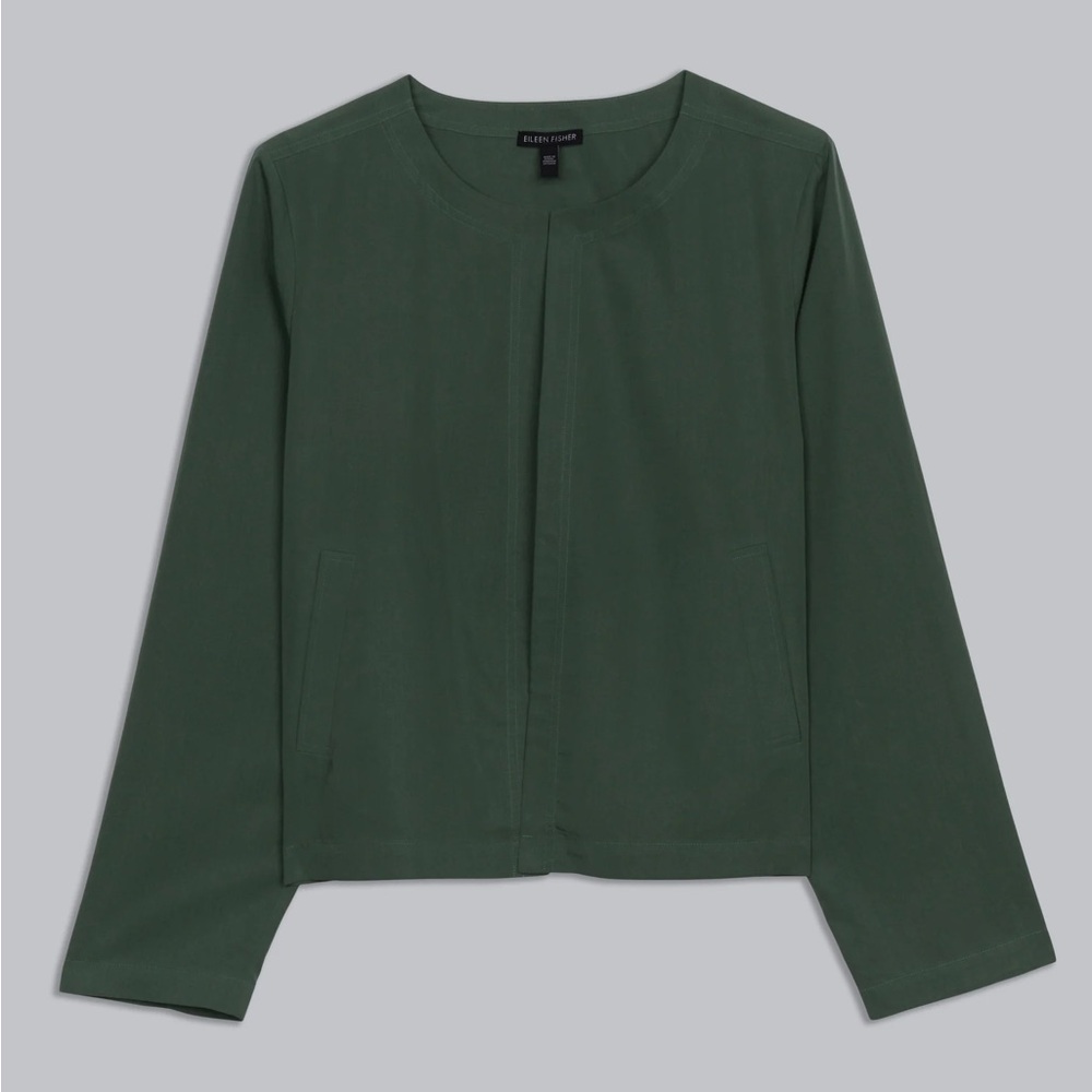 Eileen Fisher Drapey Tencel Blend green jacket